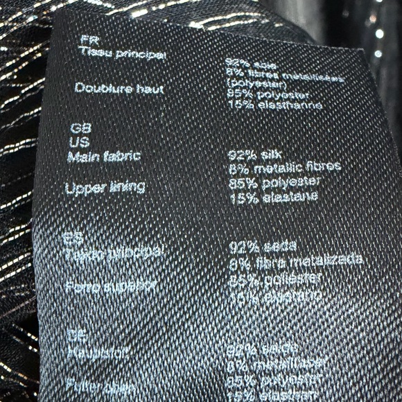 Maje Black Metallic Sheer Long-Sleeve Mini Silk Dress - Picture 8 of 8